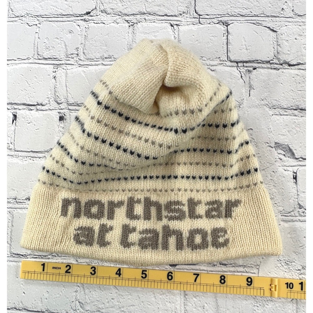 Northstar at Tahoe Beanie Hat Unisex OS Cream Vintage Wool Knit Ski Resort USA